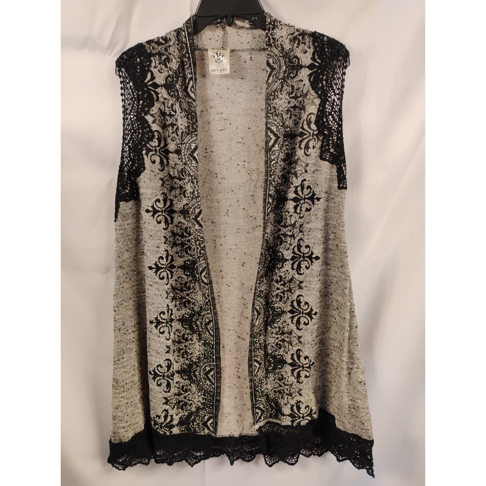 Vocal Womens Medium M‎ Cardigan Shawl Sparkle Lace Cover Up Top Boho Hippie Chic